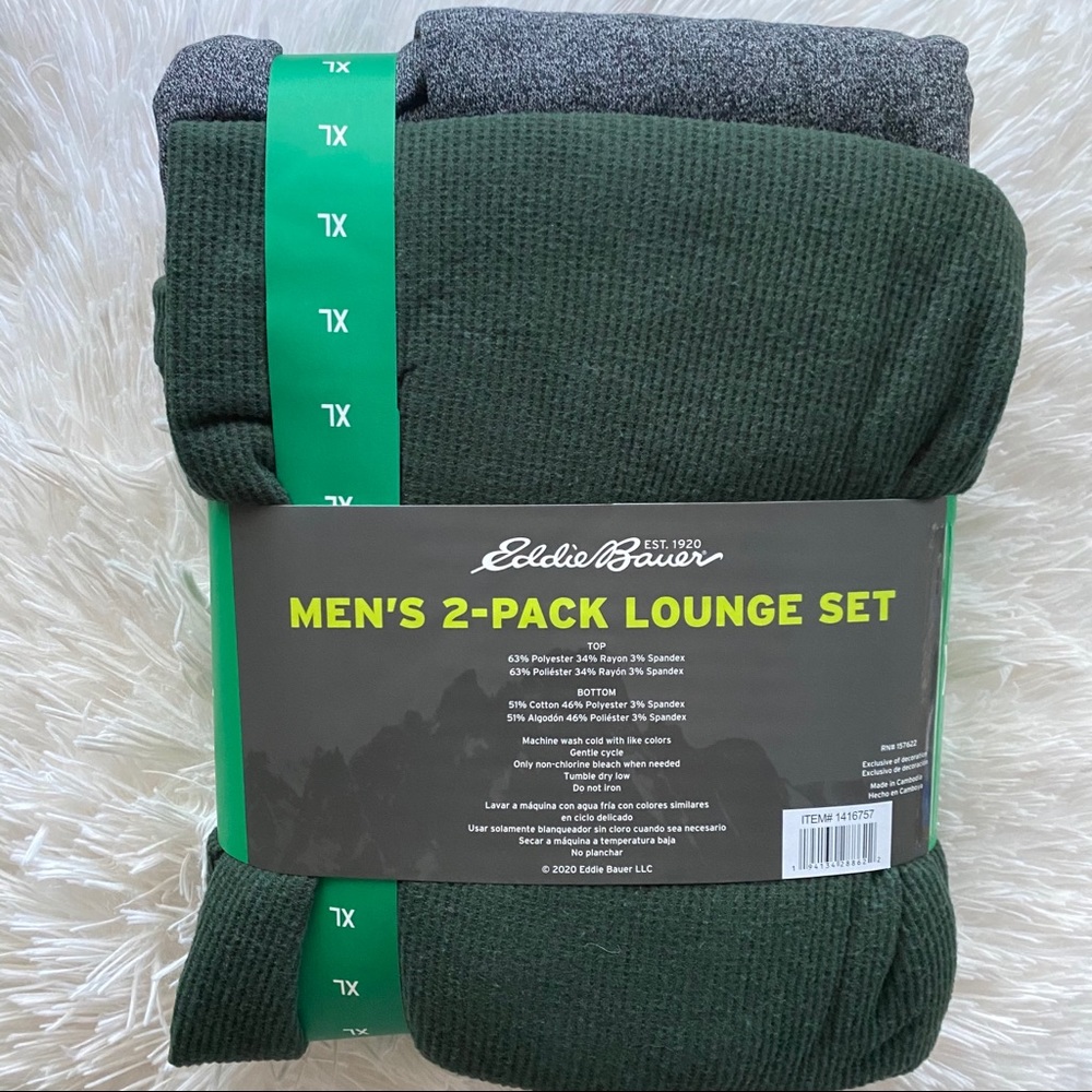 NEW Eddie Bauer XL 2-pack Men’s Lounge Set Green - Picture 2 of 7